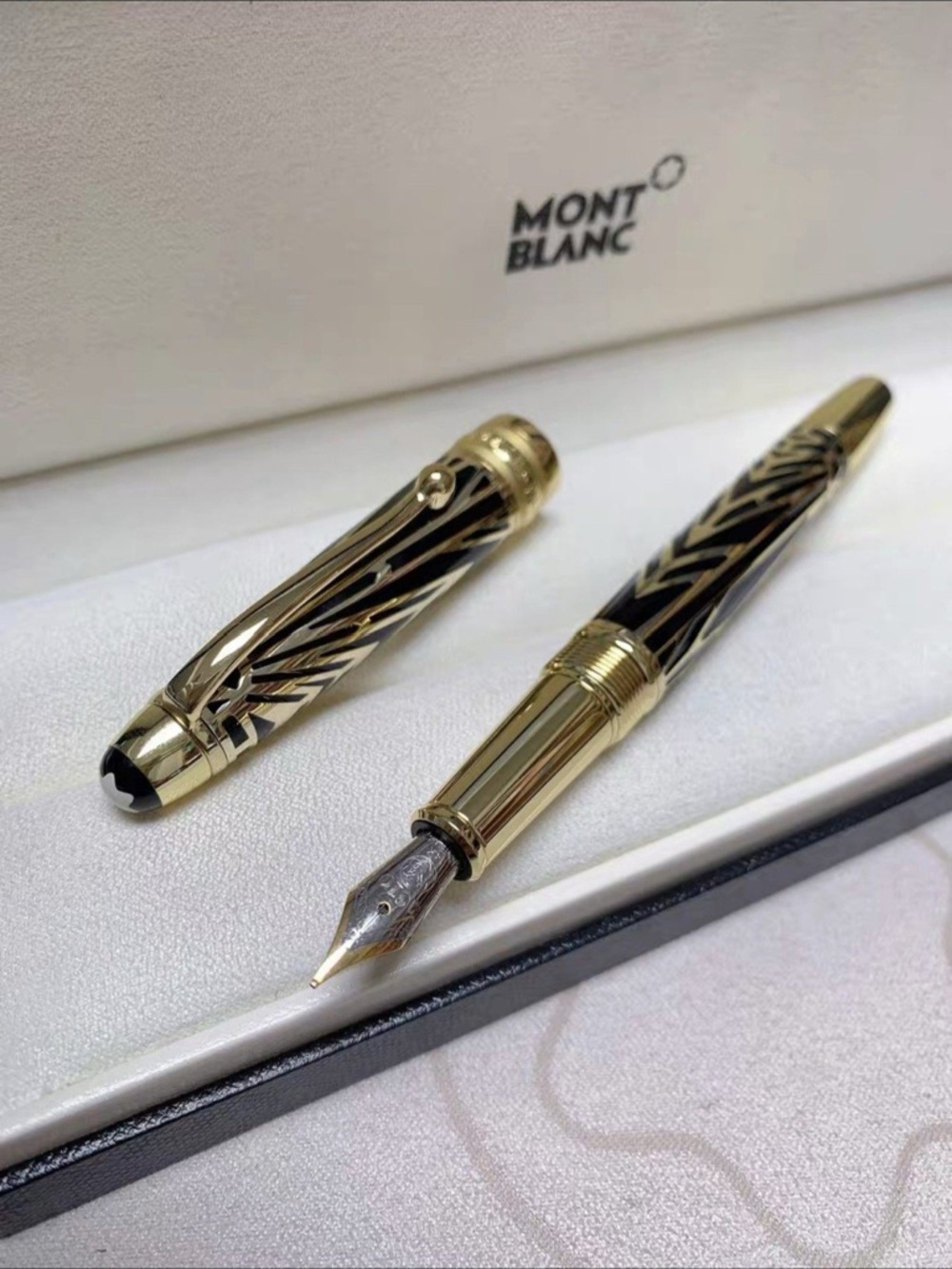 Montblanc Black & Gold Patterned Fountain Pen